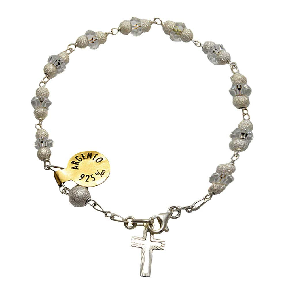 Diamond Dust w/ Crystal Beads Catholic Rosary Bracelet