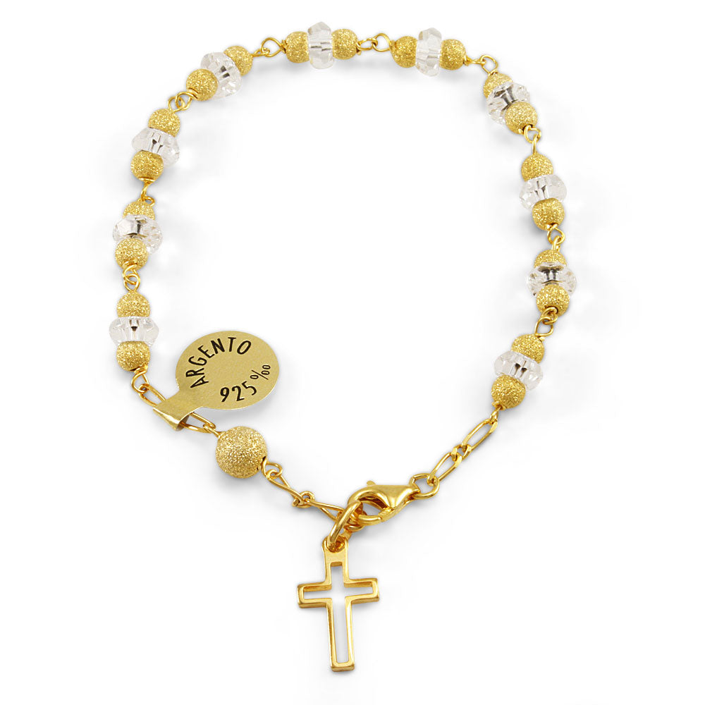 Catholic Rosary Bracelet w/ Gold with Swarovski Crystal Beads
