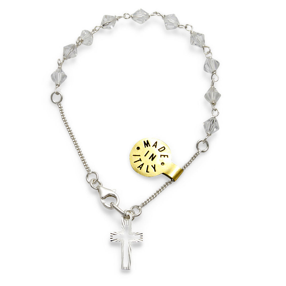 Swarovski Diamond Crystal Beads Catholic Rosary Bracelet