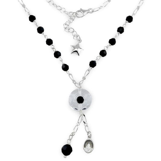 Catholic Rosary Necklace w/ Swarovski Crystal Beads