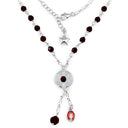 Rosary Necklace with Garnet Swarovski Crystal Beads
