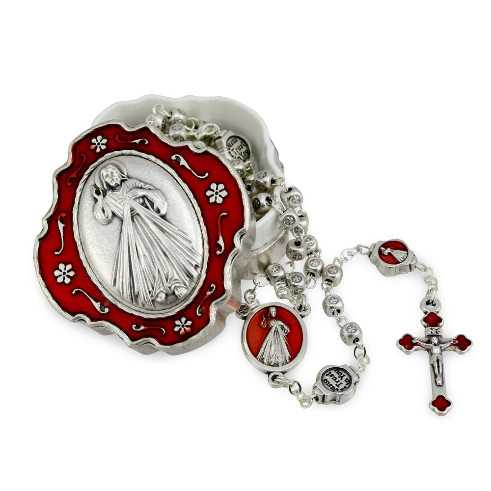 Divine Mercy Metal Rosary Beads