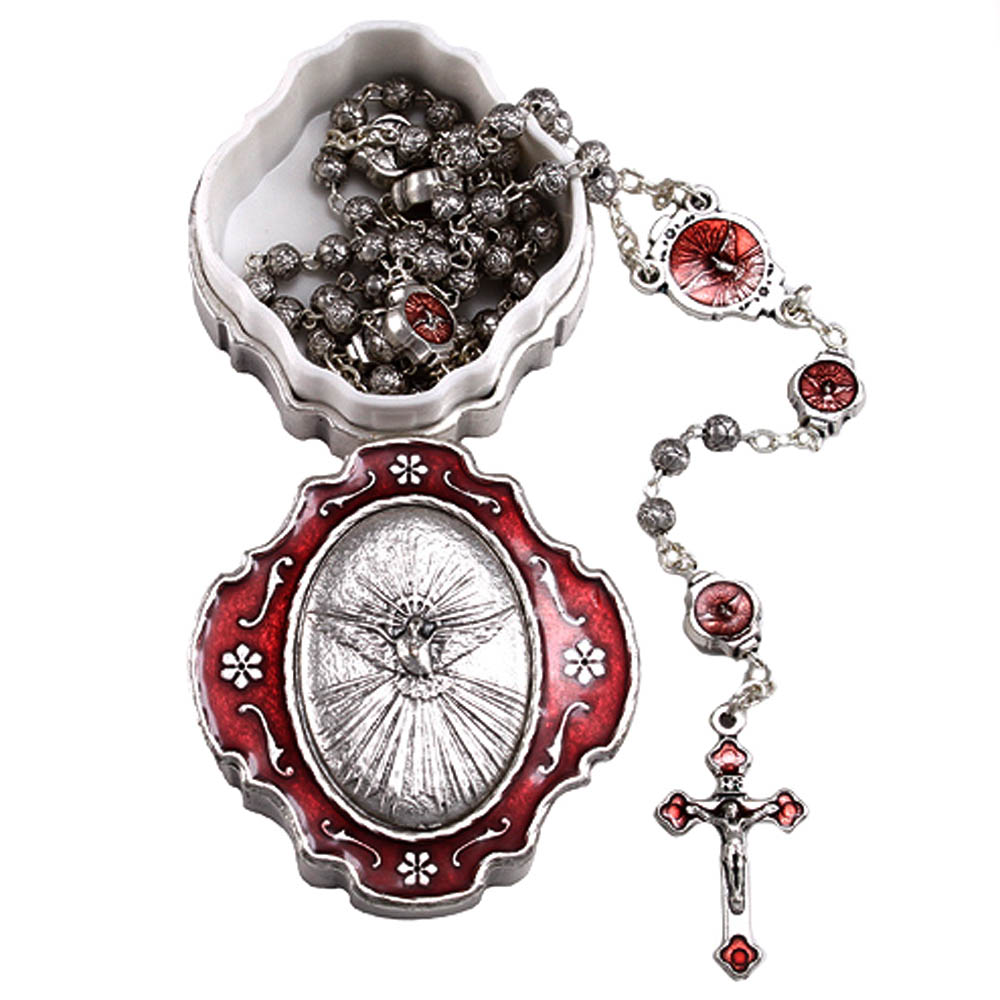 Holy Spirit Catholic Rosary Gift Set - Open