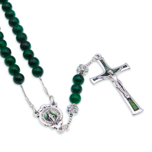 Green Jade Stone Beads Rosary Necklace
