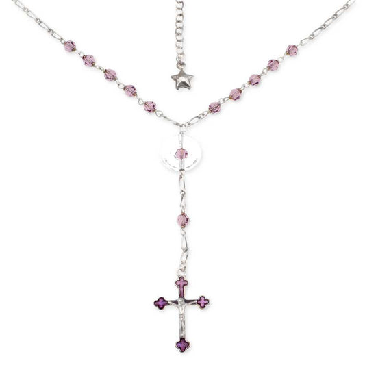 Catholic Rosary Necklace with Swarovski Crystal Beads