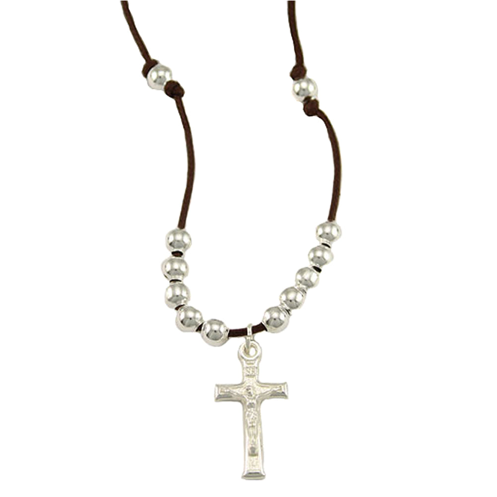 Brown String Rosary Necklace