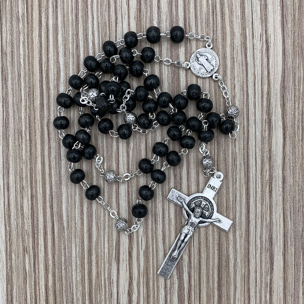 Black Wooden Beads Rosary