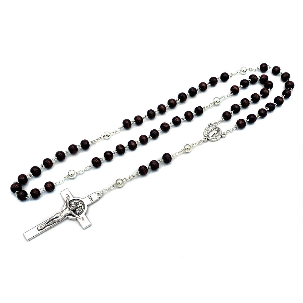 Brown Wooden Beads St Benedict Rosary