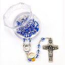 Rosary Blue Heart Beads Necklace Pope Francis Cross by Vedele 4-1605b