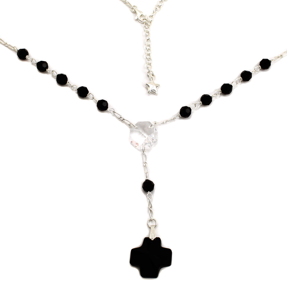 Rosary Necklace with Swarovski Crystal Beads