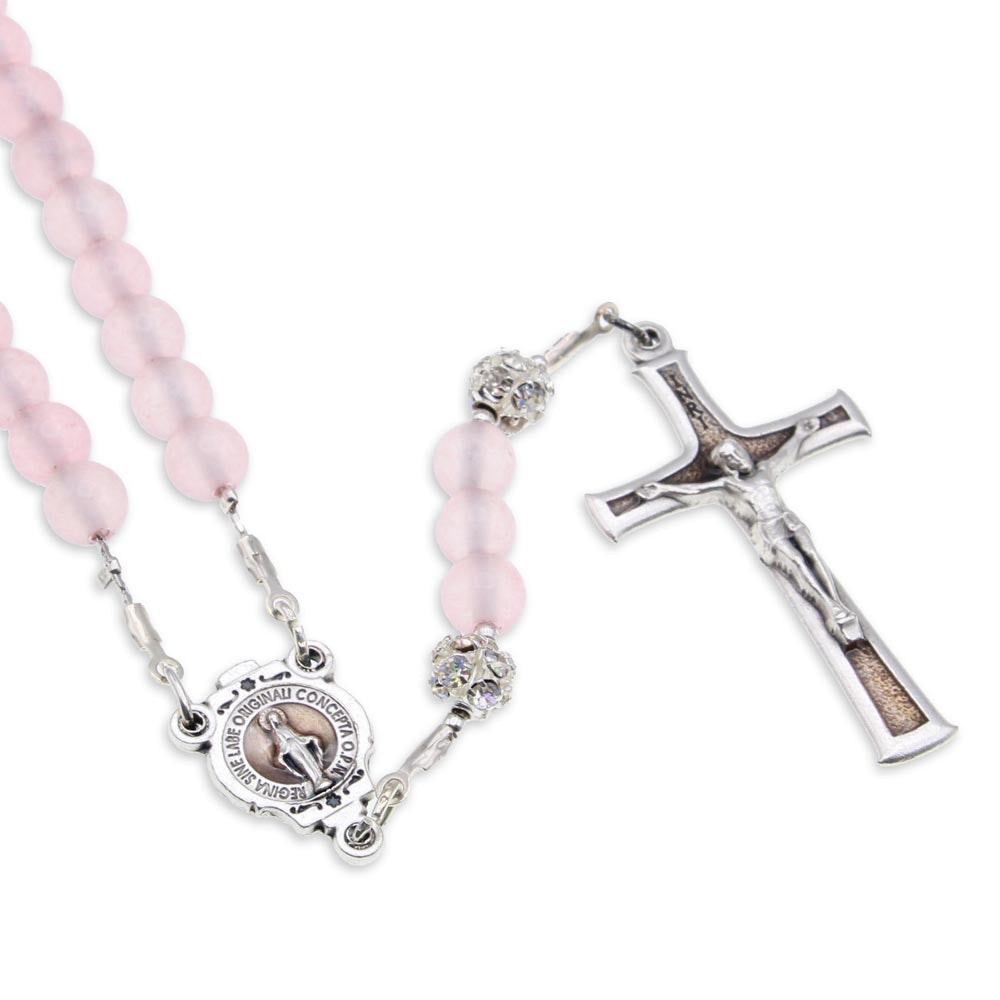 Jade Rosary Pink Beads Necklace Miraculous 