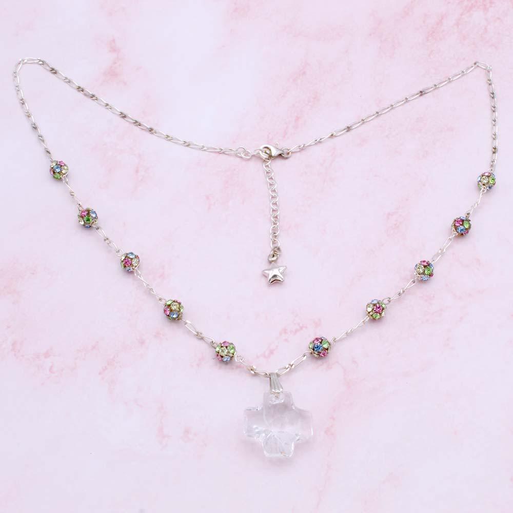 Rosary Necklace with Multicolored Swarovski Bead
