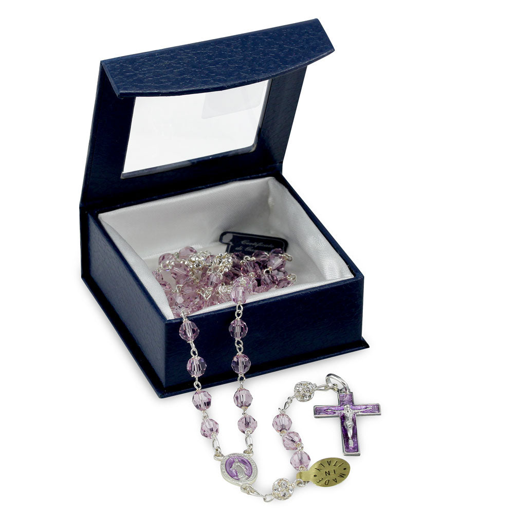 Catholic Rosary with Crystal Beads 