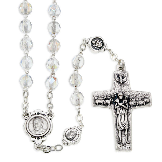 Pope Francis Rosary with Clear Crystal Beads