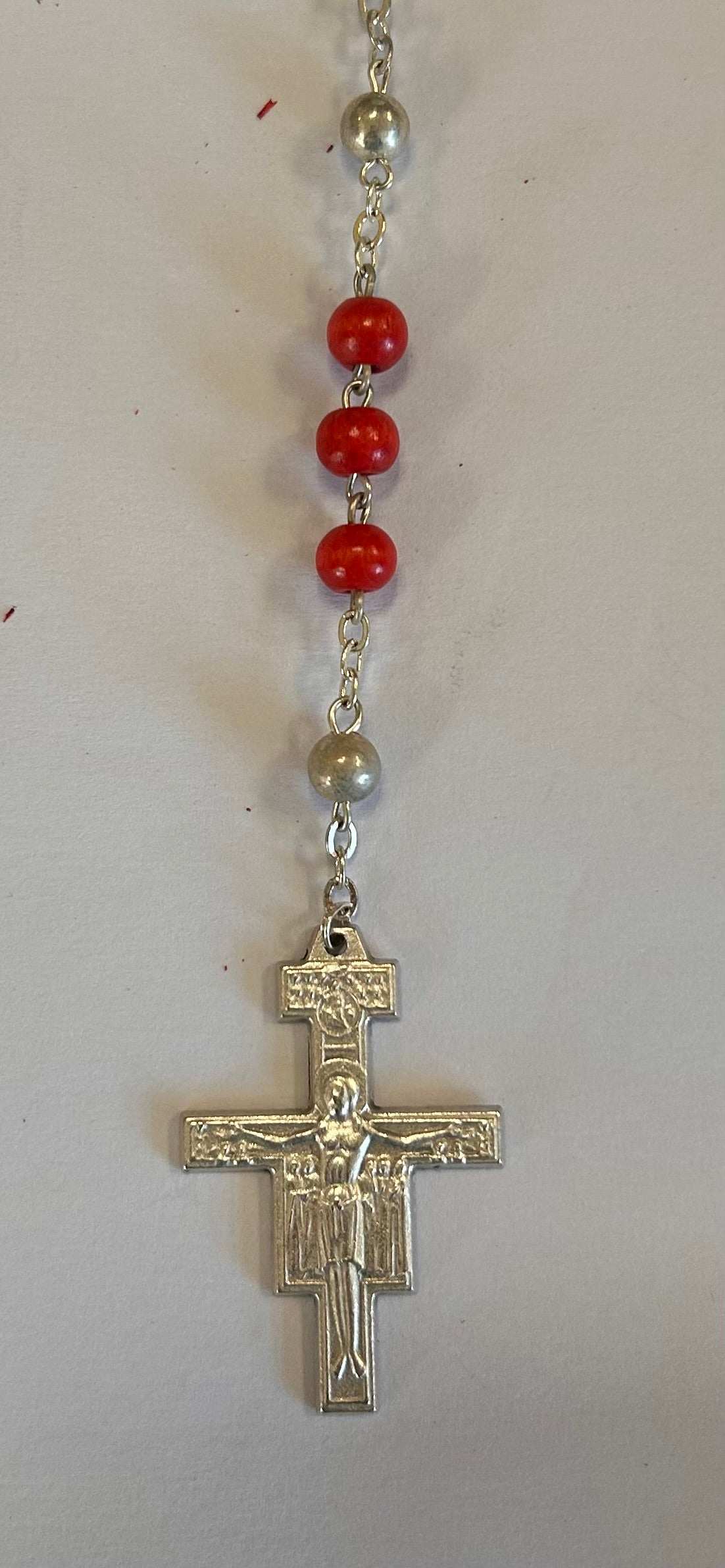 Rosary Wooden Brown, Dark Brown, Black, or Red Beads San Damiano Crucifix