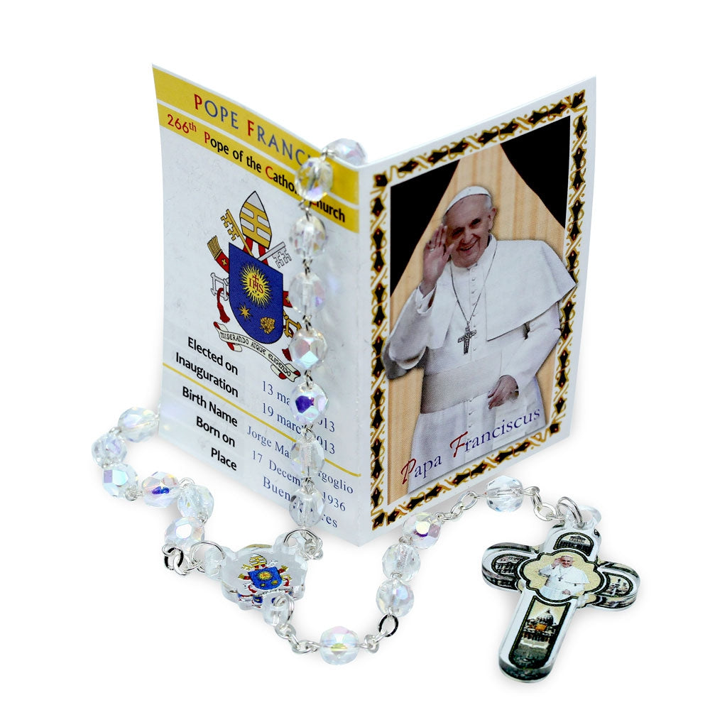 Pope Francis Rosary Clear Crystal Beads
