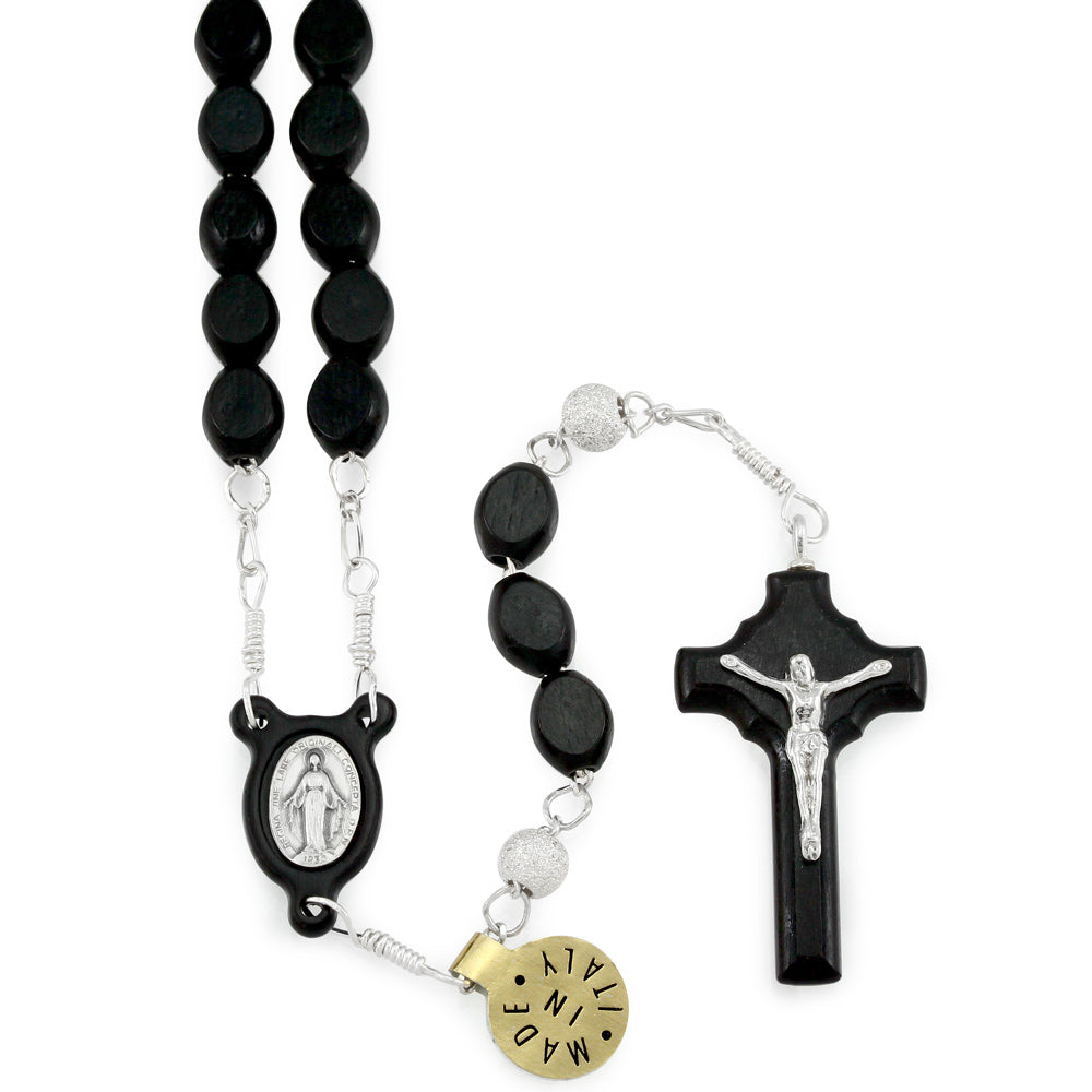 Ebony Wooden Beads Miraculous Catholic Rosary