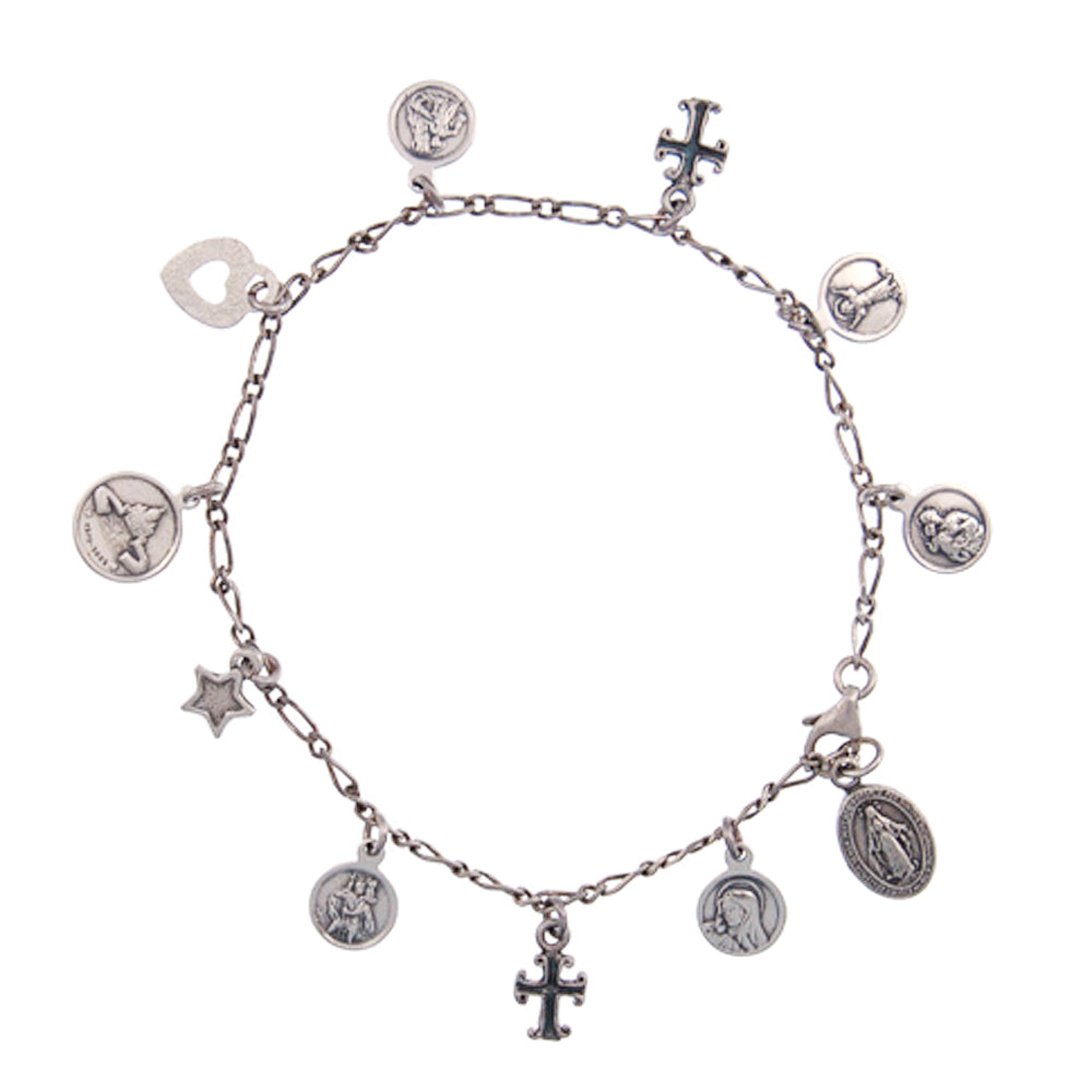 Sterling Silver Pendants Catholic Bracelet