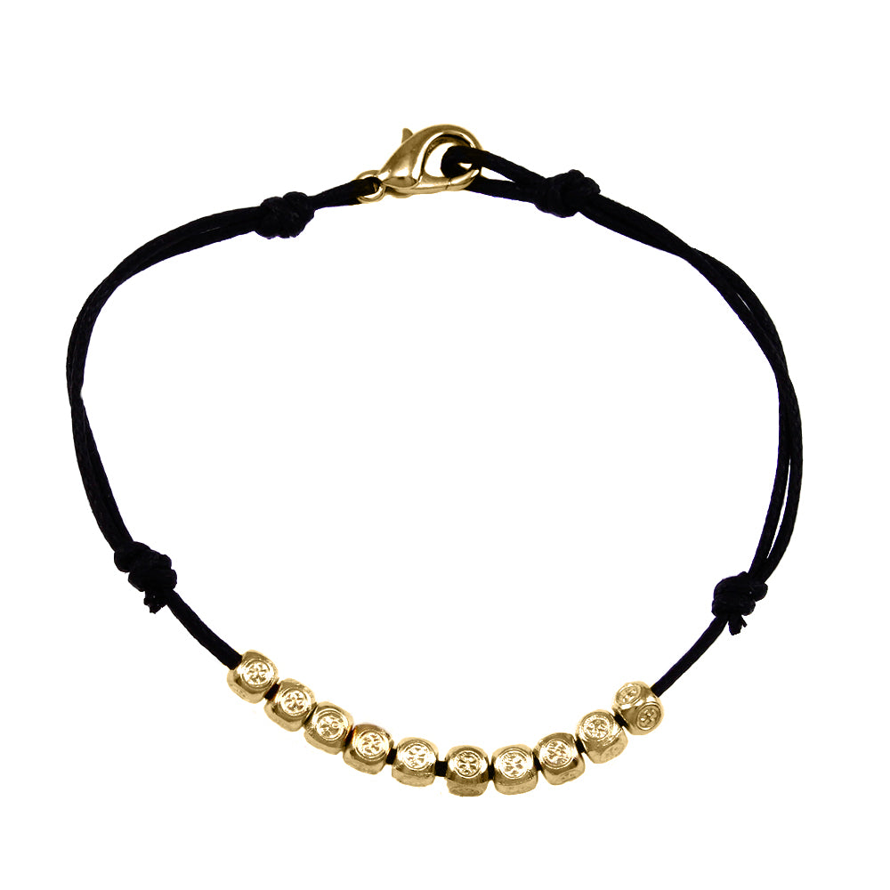 Catholic Gold Finish Cube Beads Rosary Bracelet