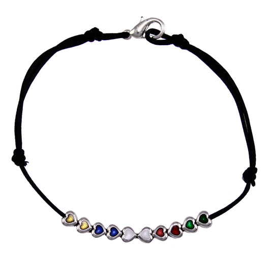 Multicolor Heart Metal Beads Rosary Bracelet