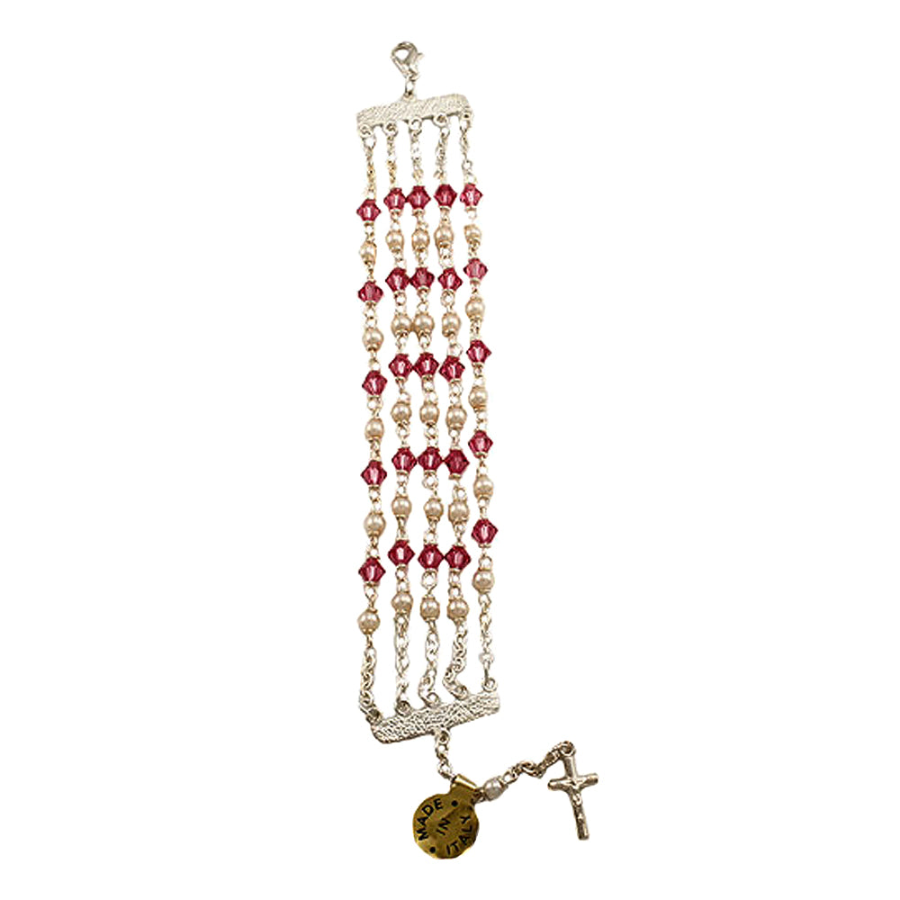 Multi Strand Pink Swarovski Crystals Rosaries Bracelet