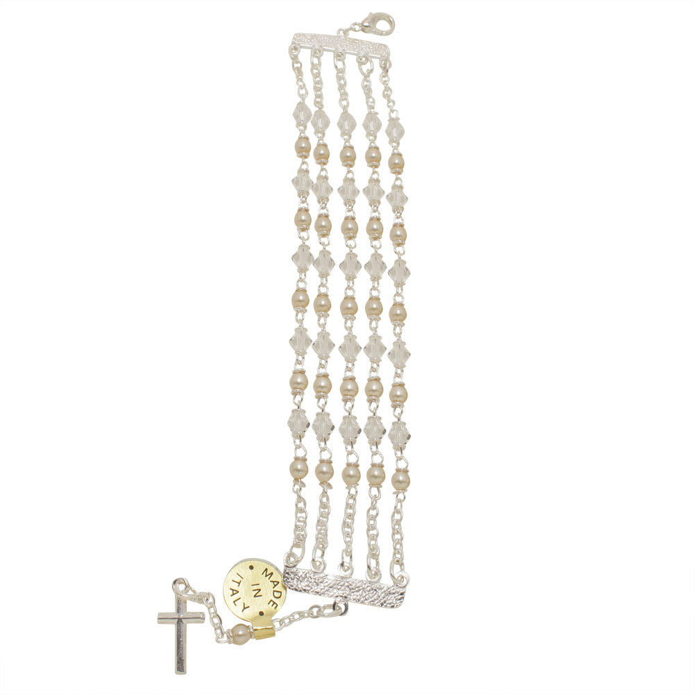 Swarovski 5 Strand Catholic Rosary Bracelet