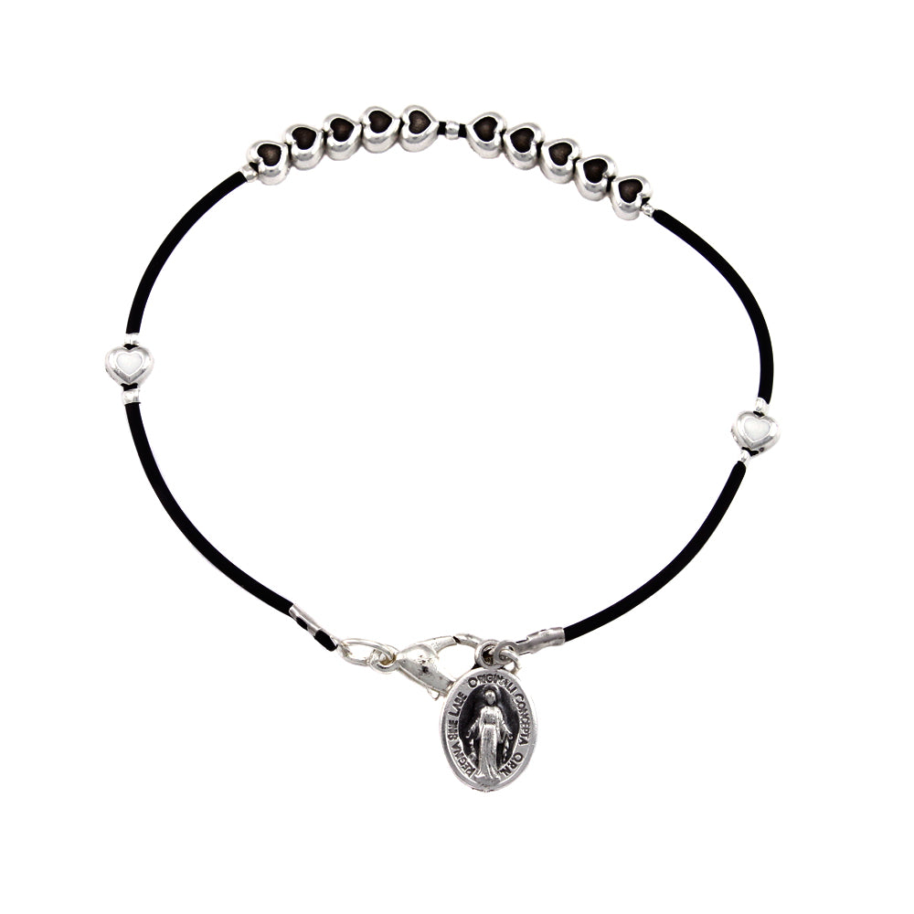 Catholic Miraculous Medal Heart Beads Rosary Bracelet