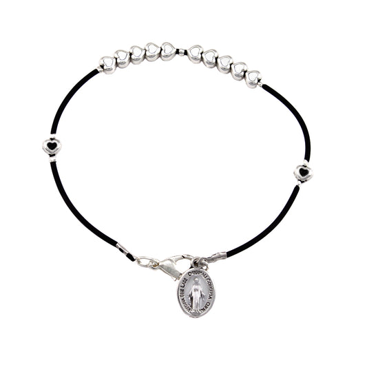 Catholic Metal Heart Beads Rosary Bracelet