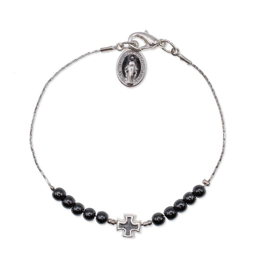 Hematite Round Bead Rosary Bracelet