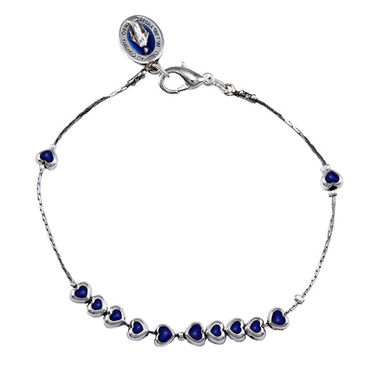 Catholic Metal Blue Heart Beads Rosary Bracelet