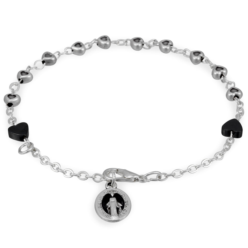 Catholic Heart Metal Beads Rosary Bracelet