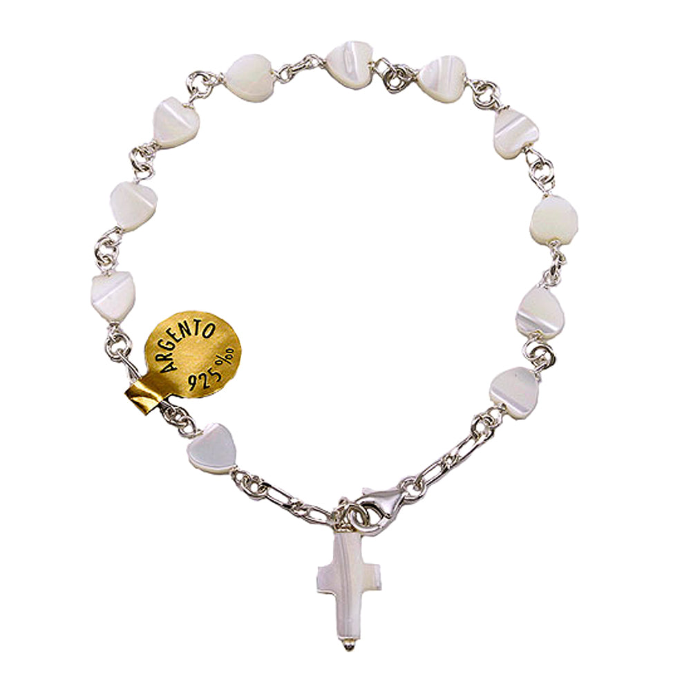 Mother of Pearl Heart Beads Rosary Catholic Bracelet