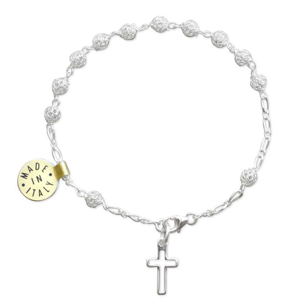 Filigree Silver Rosary Catholic Bracelet