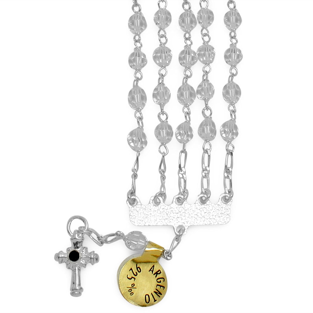 5 Strand Clear Swarovski Crystal Beads Rosary Bracelet