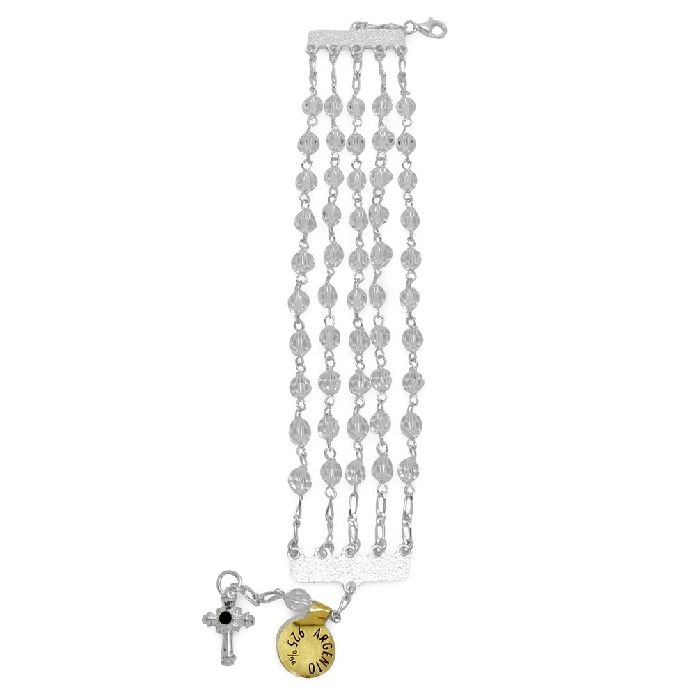 5 Strand Clear Swarovski Crystal Beads Rosary Bracelet
