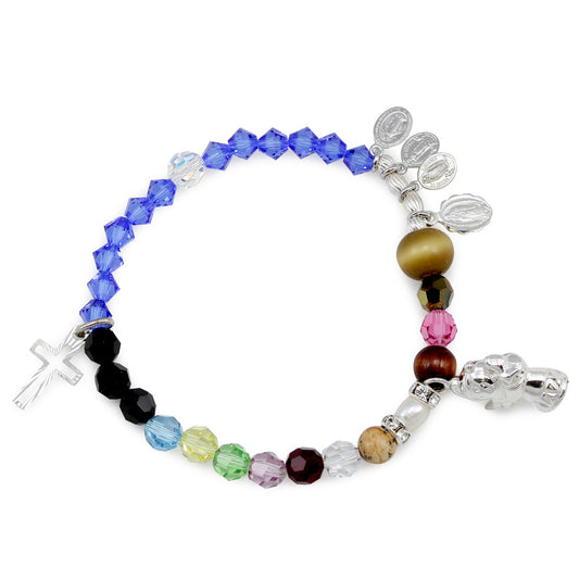 Life of Mary Rosary Bracelet with Swarovski Beads