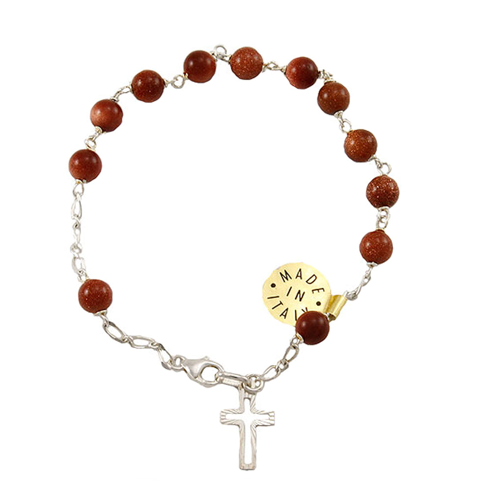 Pietre Dure Beads Catholic Rosary Bracelet