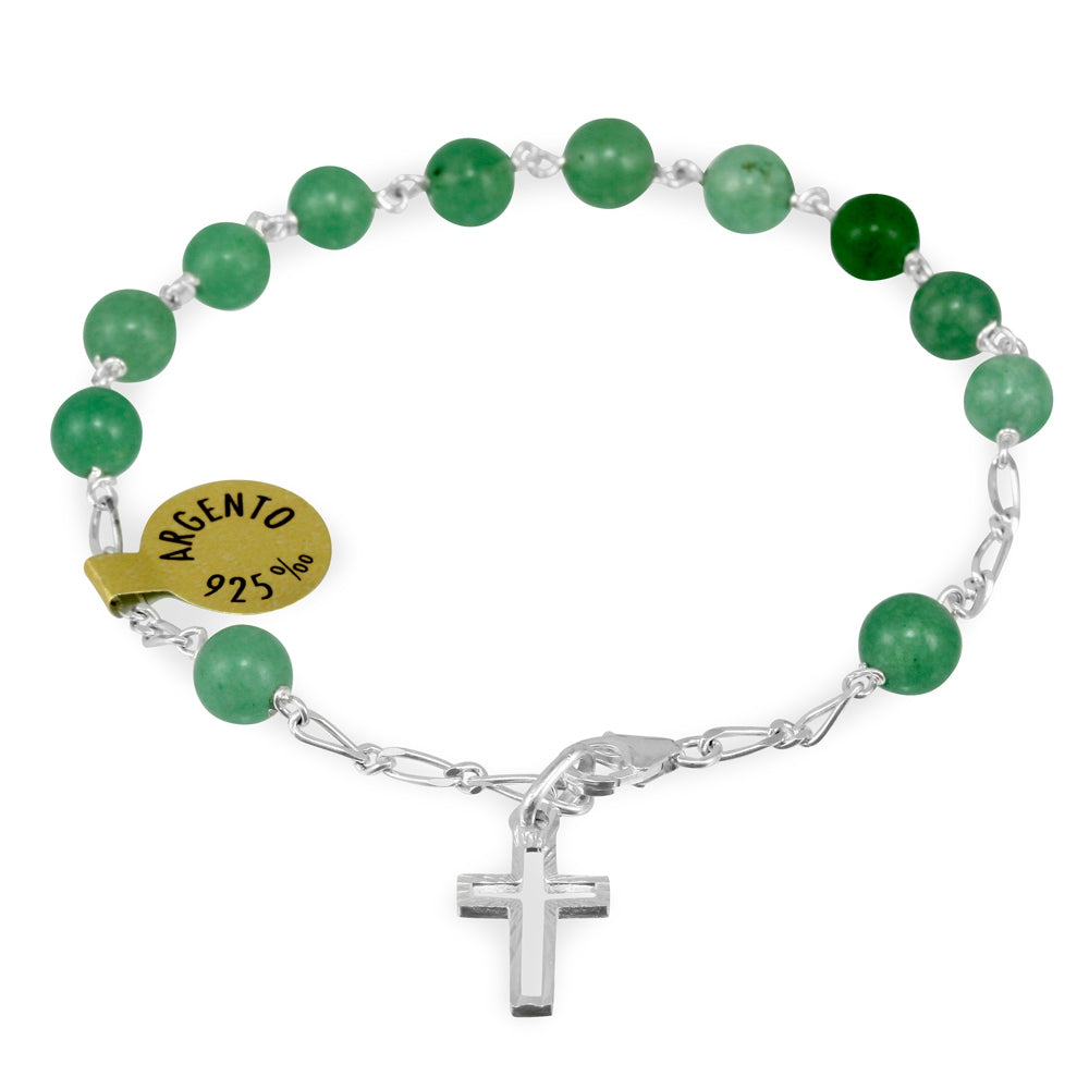 Green Pietre Dure Beads Rosary Catholic Bracelet