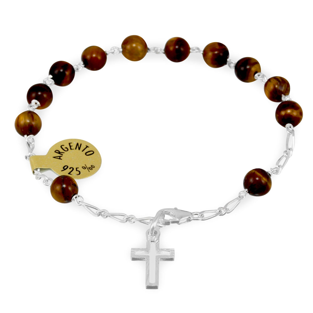 Moonstone and Granite Catholic Rosary Bracelet
