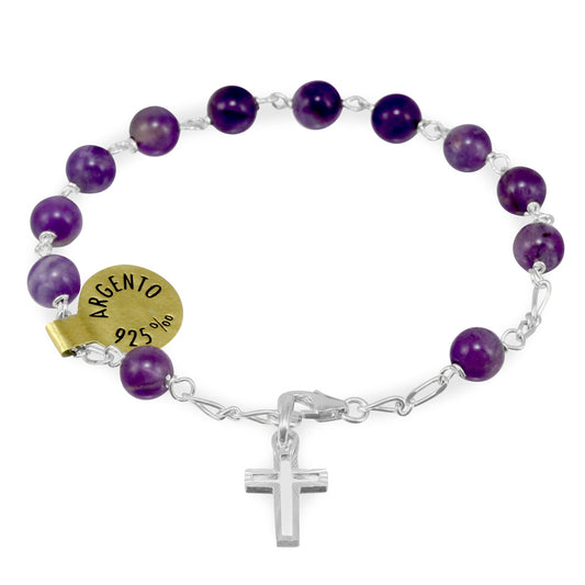 Violet Pietre Dure Beads Rosary Catholic Bracelet