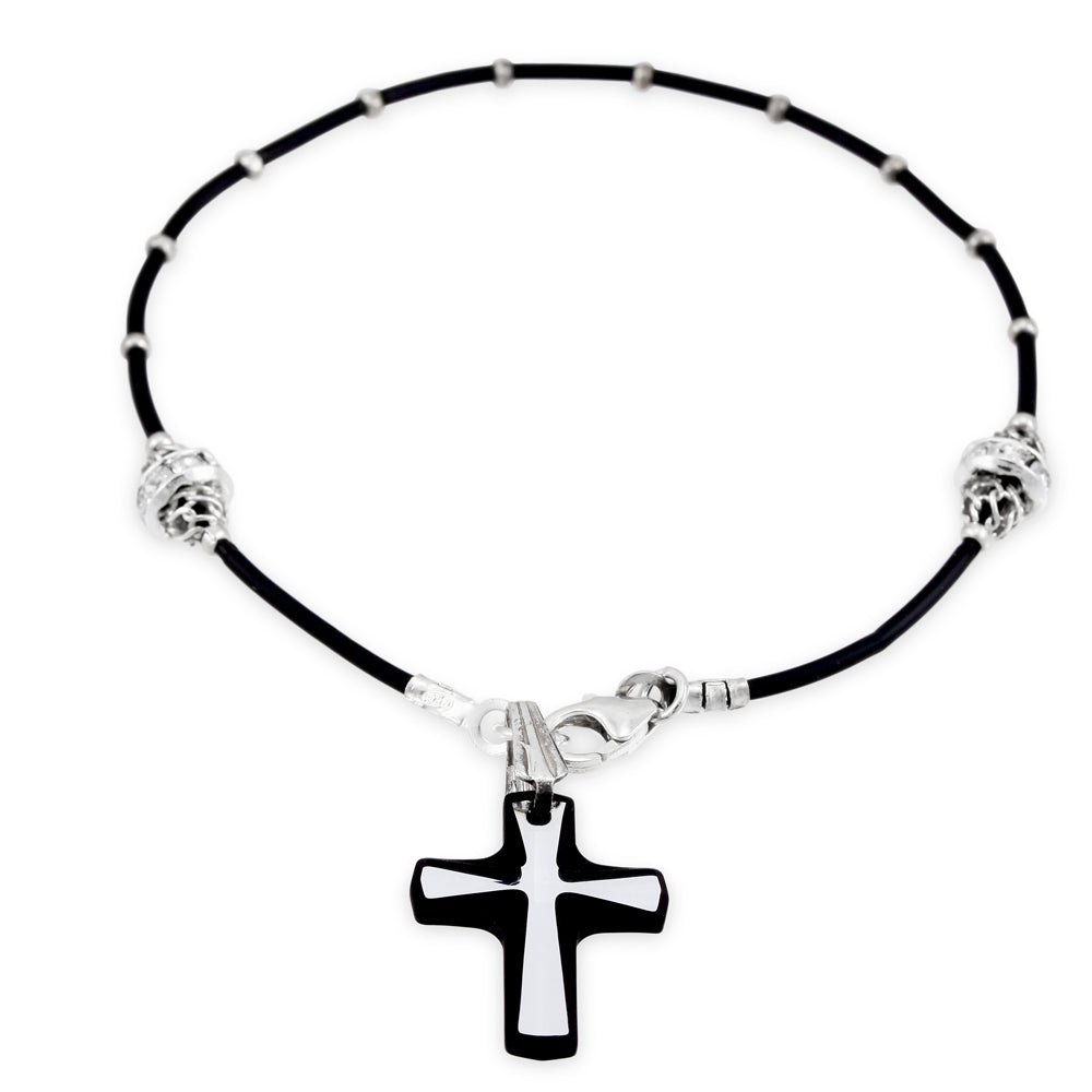 Swarovski Crystal w/ Sterling Silver Beads Catholic Rosary Bracelet
