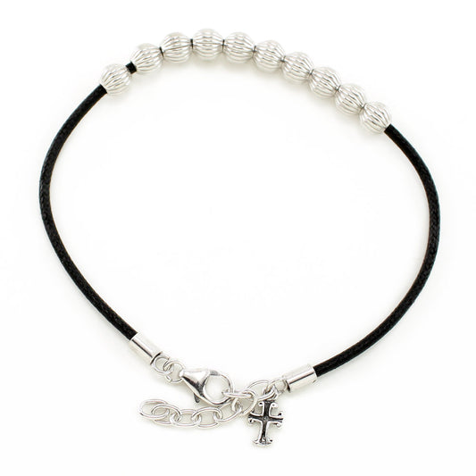 Sliding Silver Beads Catholic Rosary Bracelet