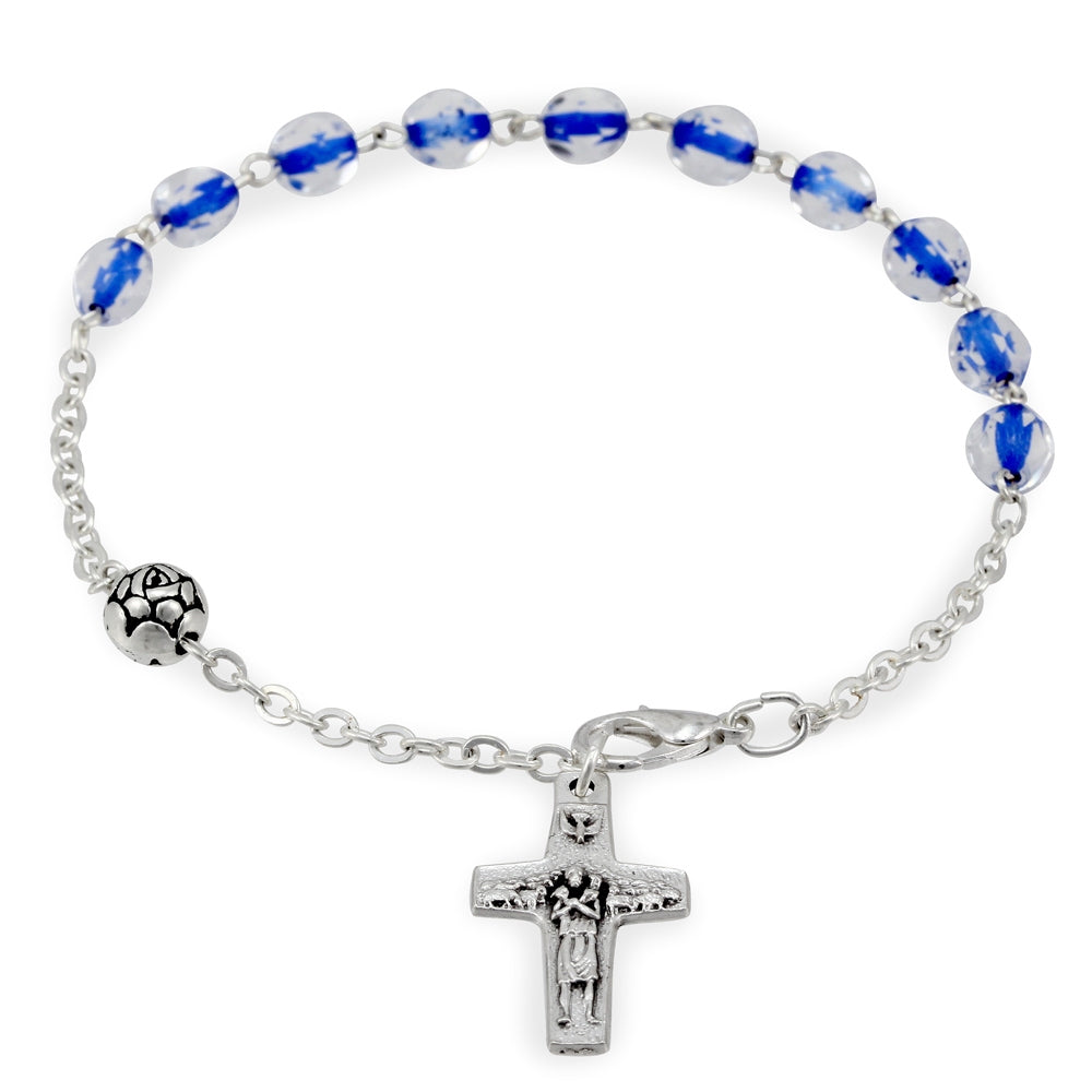 Blue Crystal Beads Bracelet with Vedele Cross