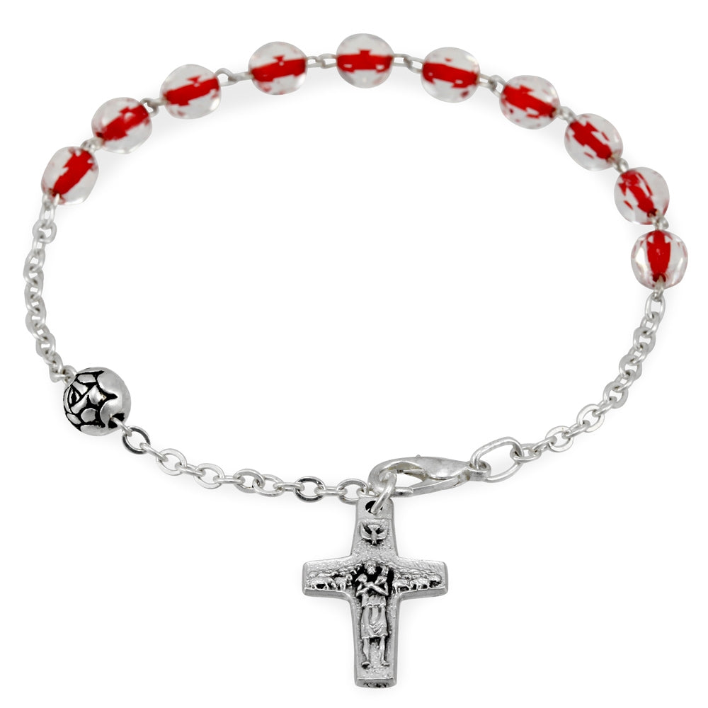 Red Crystal Beads Bracelet Pope Francis