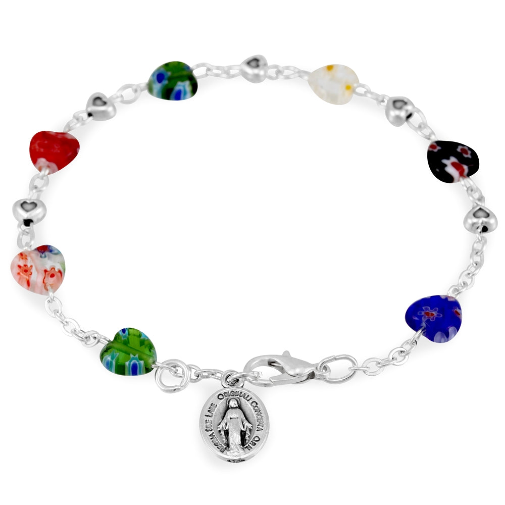 Murano Heart Shaped Beads Rosary Bracelet