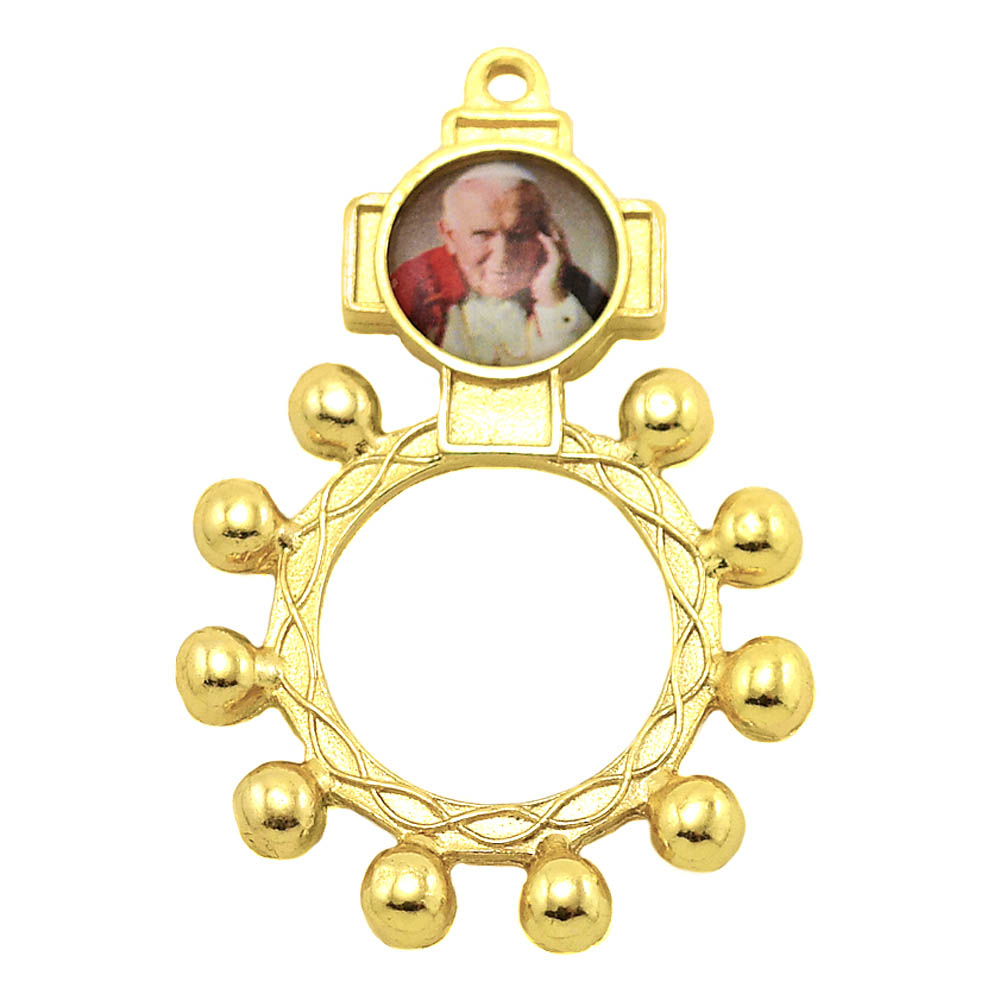 Gold Finish Decade Rosary with Pope John Paul II