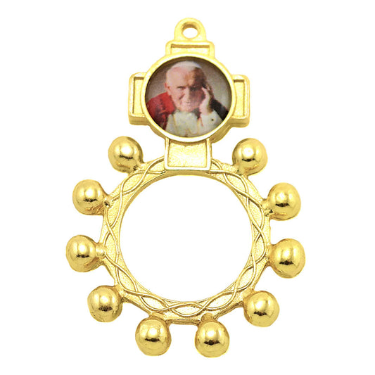 Gold Finish Decade Rosary with Pope John Paul II