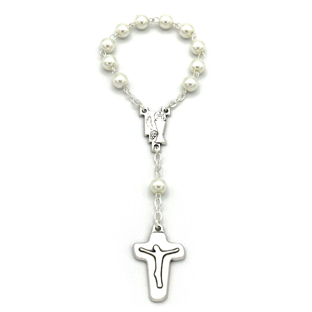 Rosary One Decade First Communion Glass Pearl Beads
