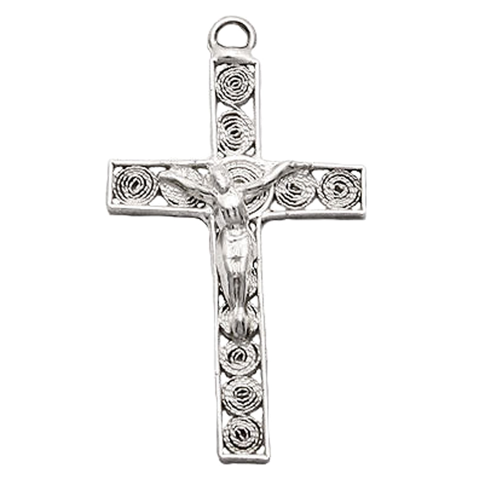 Crucifix Pendant Sterling Silver Filigree