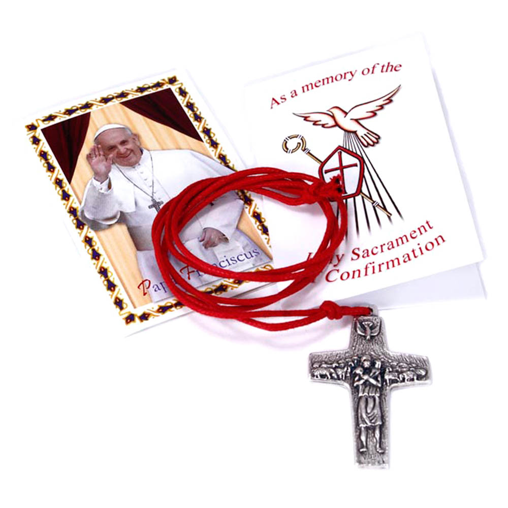3/4inch Vedele Cross Pendent on red Cord with confirmation card